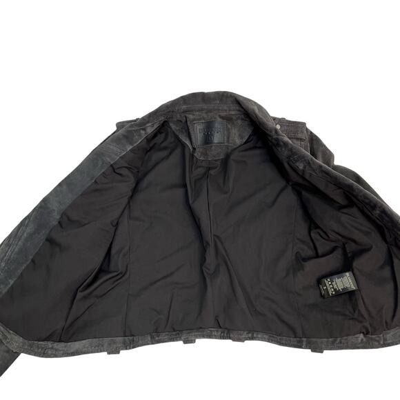 Blank NYC Small 100% Suede Leather Moto Jacket Gray Zip Pockets Asymmetrical - Picture 6 of 16